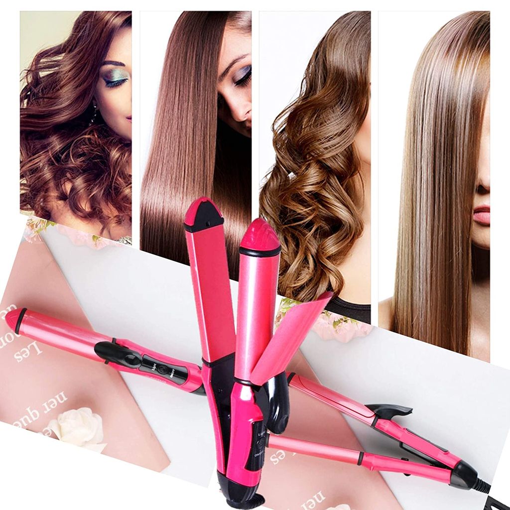 Nova's 2 in 1 Hair curler & straightener For Women and Men (PINK) view 2
