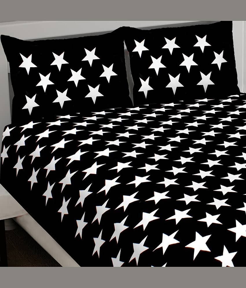 CLOTHORO Cotton 1 Double King Bedsheet with 2 Pillow Covers ( Black ) view 2