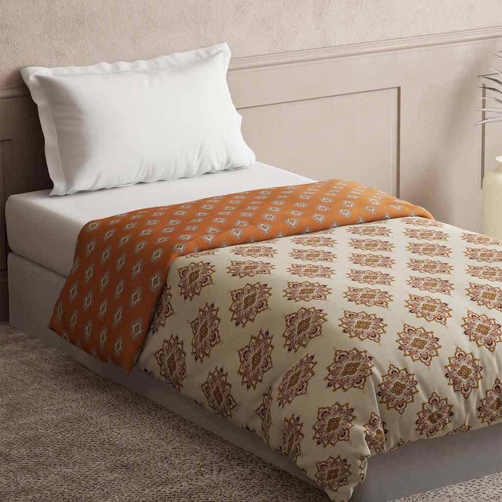 DDECOR - Zeta Collection 100% Cotton Ethnic Pattern 180TC Single Dohar|137 CM X 229 CM| - Brown view 2