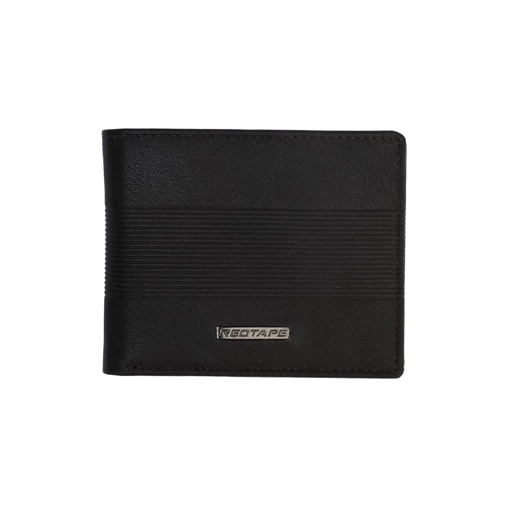 Red Tape Brown Men's RFID Blocking Leather Wallet | Slim Bi-Fold Travel Wallet with Coin Pocket | 4 Card Slots, 2 Cash Compartments | Metal Logo | Gift for Men
