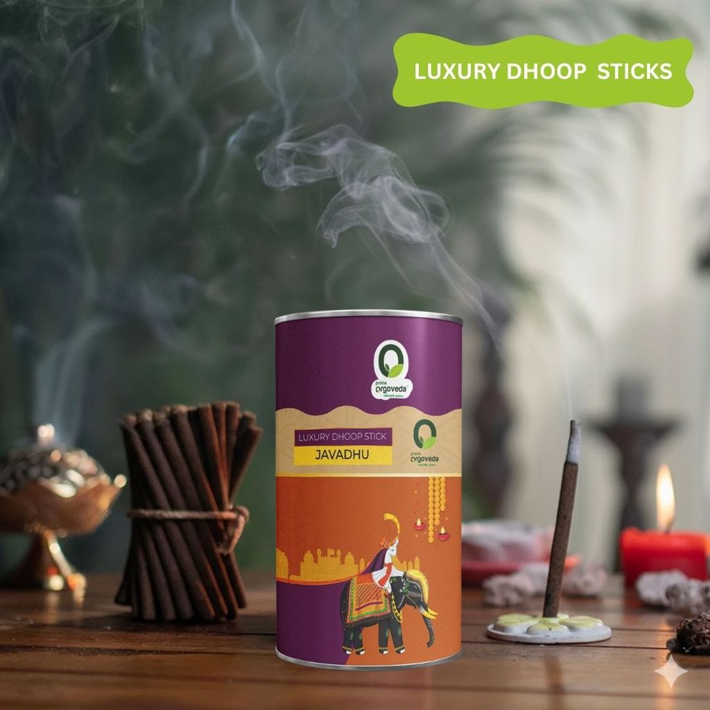 Prime Orgoveda Javadhu Dhoop Sticks | 100% Natural, Charcoal-Free | Long-Lasting Divine Aroma for Prayer, Pooja, Meditation & Relaxation | Handcrafted Premium Dhoop (Pack of 40 Sticks) view 2