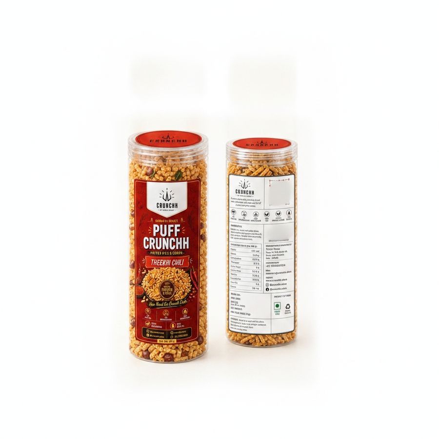 PUFF CRUNCHH THEEKHI CHILLI - 80 gm - One plastic jar view 2