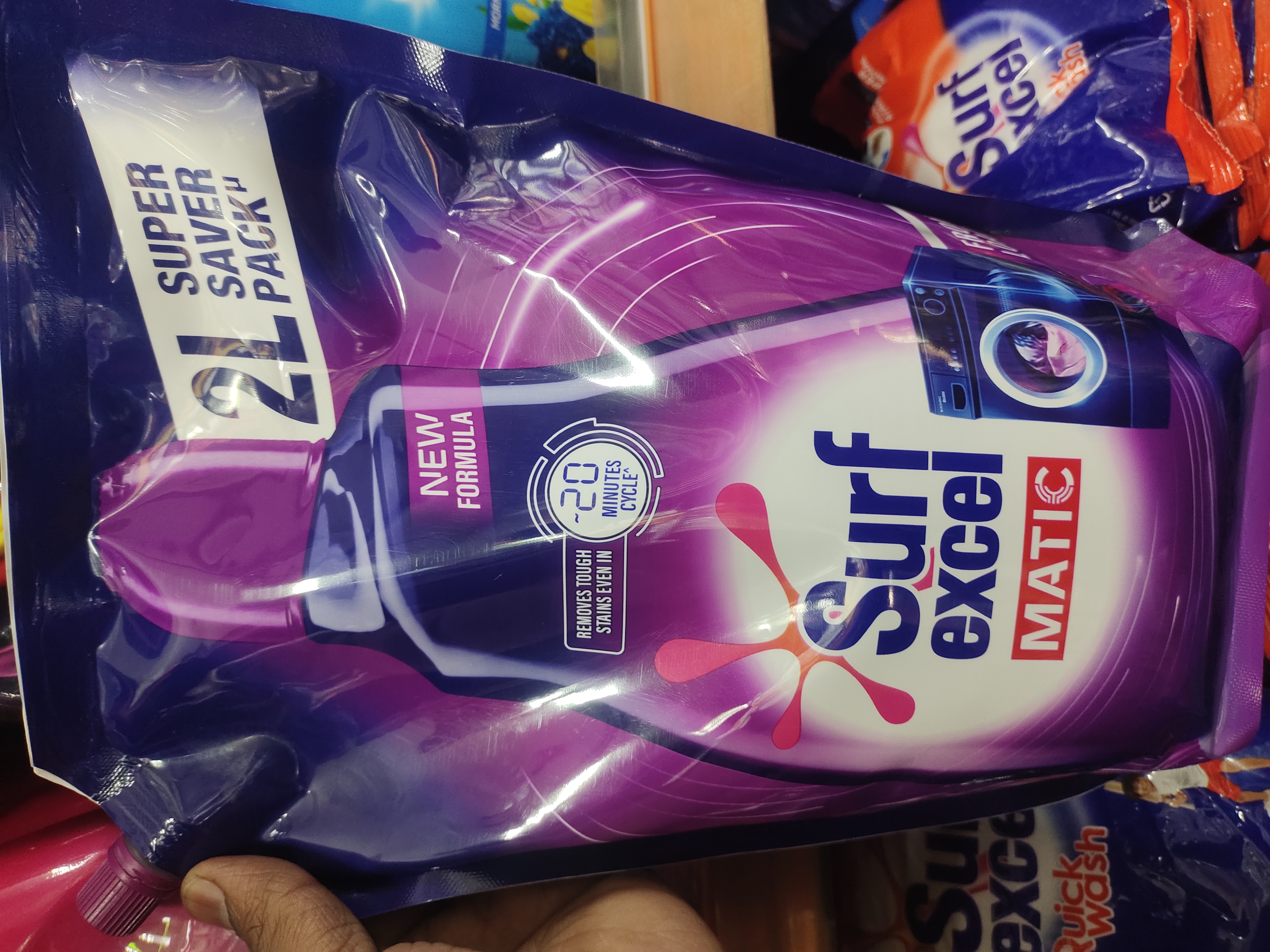 Surf excel detergent matic front load liquid refill pouch