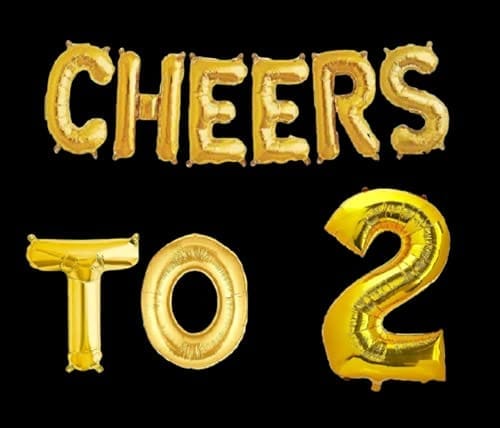 Partyzon Gold Cheers to Birthday Foil Balloon Combo Party Decoration for Anniversary Celebration 16 Inches view 2