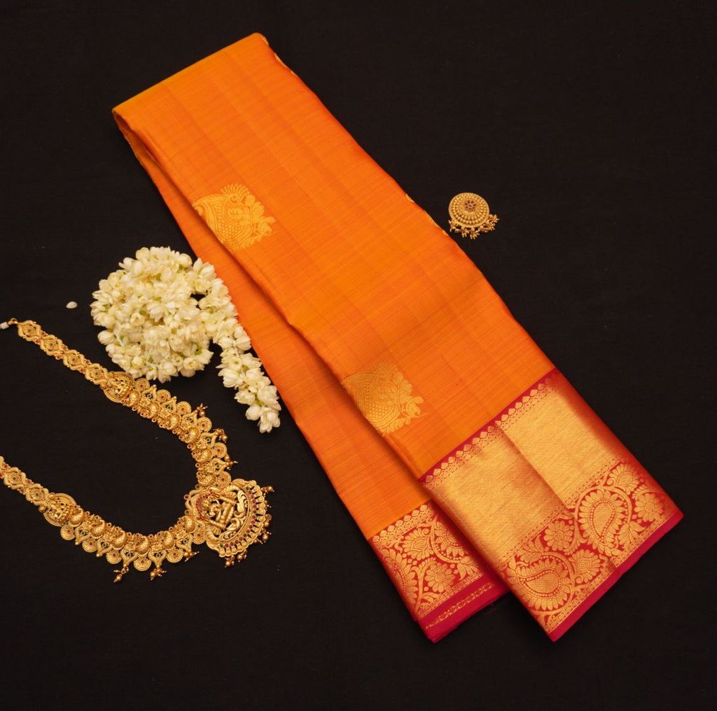 Mustard Yellow Traditional Kanchipuram Silk Saree view 2