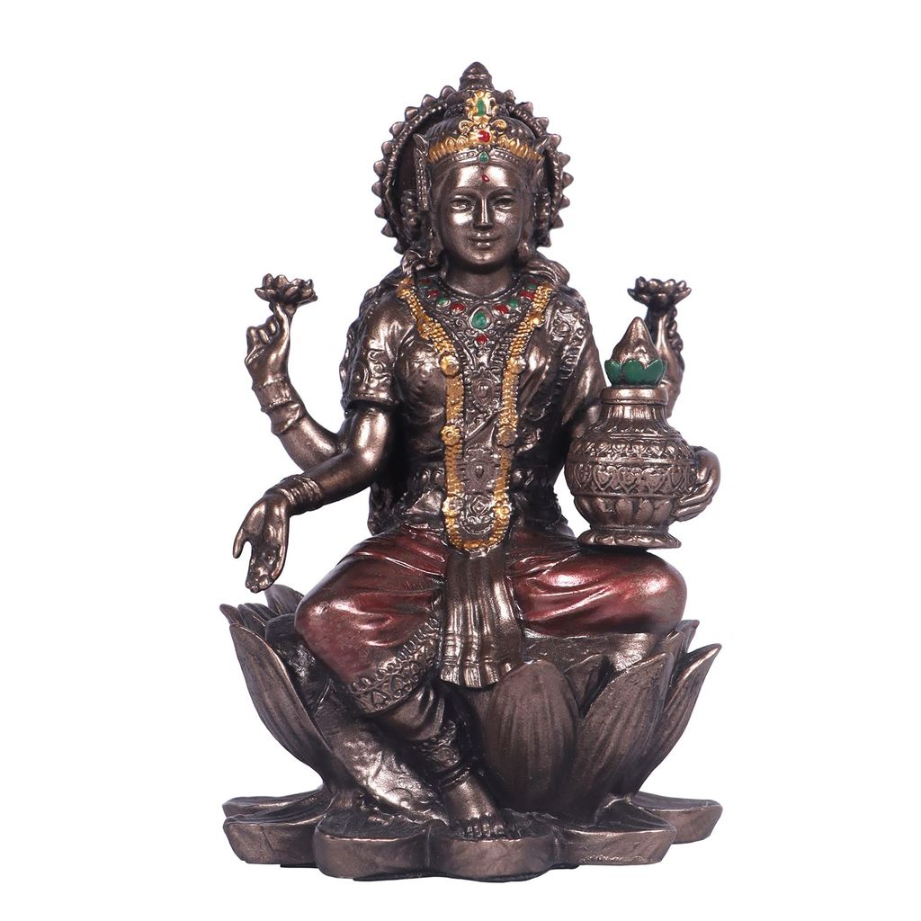 Craftlayout Bronze Finish Resin Maa Lakshmi Murti 3.2 Inch view 2