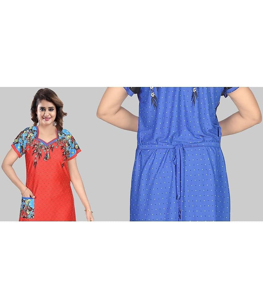 PURSA - Lavender Satin Women's Nightwear Nighty & Night Gowns ( Pack of 2 ) view 2