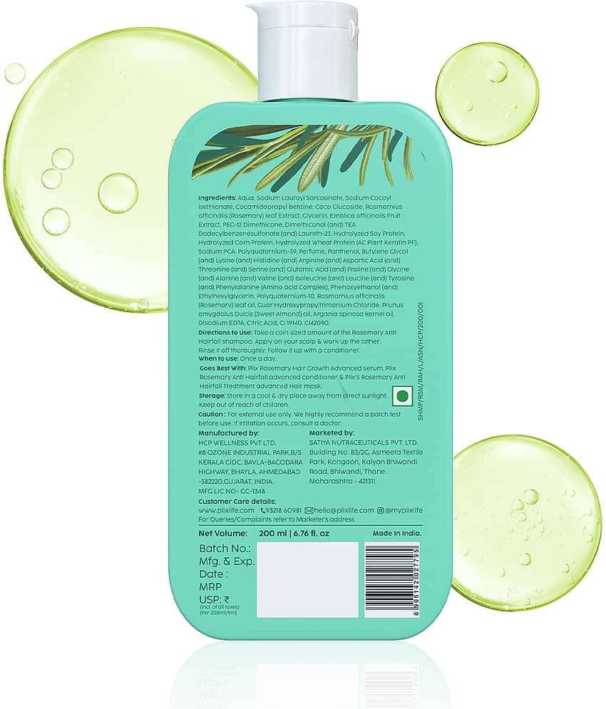 Plix Rosemary Advanced Anti Hair Fall Shampoo for Reducing Hair Loss & Breakage(200 ml) view 2