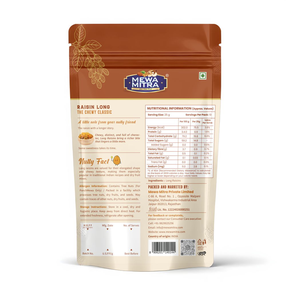 MewaMitra Premium Long Raisins 250g | Long Kishmish | Naturally Sweet Dry Fruits view 2