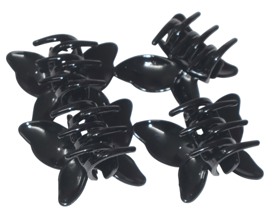 Black Butterfly Mini Hair Claw Clips for Women & Girls (Pack of 4) view 2