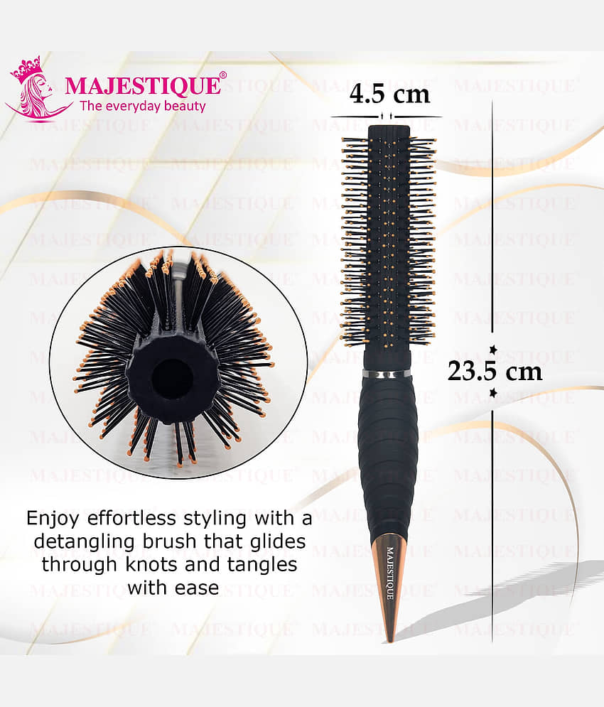 Majestique Pro Roller Round Hair Brush Soft Synthetic Blow Drying Hair Styling Wet & Dry - Black view 2