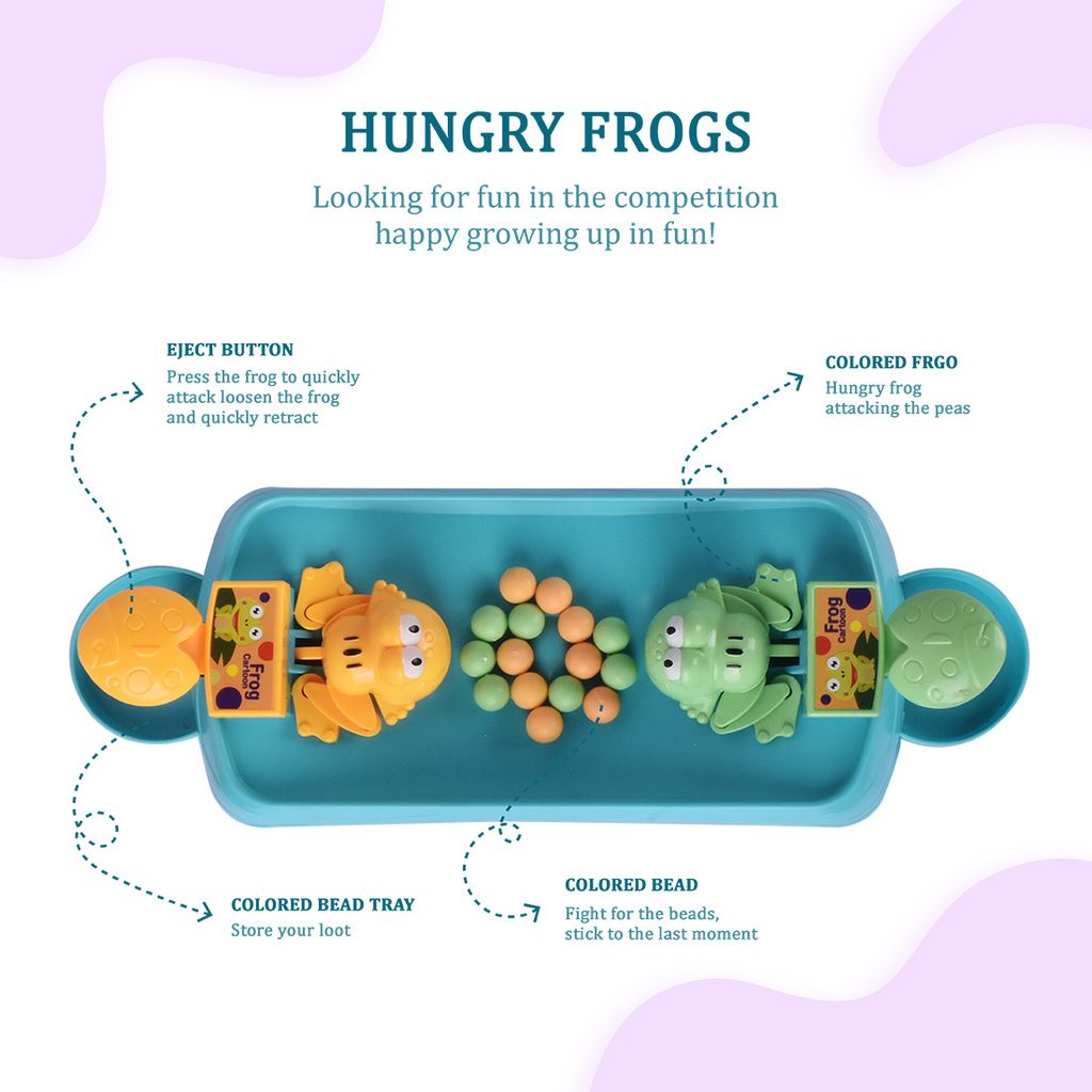 Hungry Frog Toys (2 Players) | Frog Eating Game | Board Game Toys | Hungry Frog Indoor Games | Feeding Frog Game | Frog Eat Beans Game | Kids Toys view 2