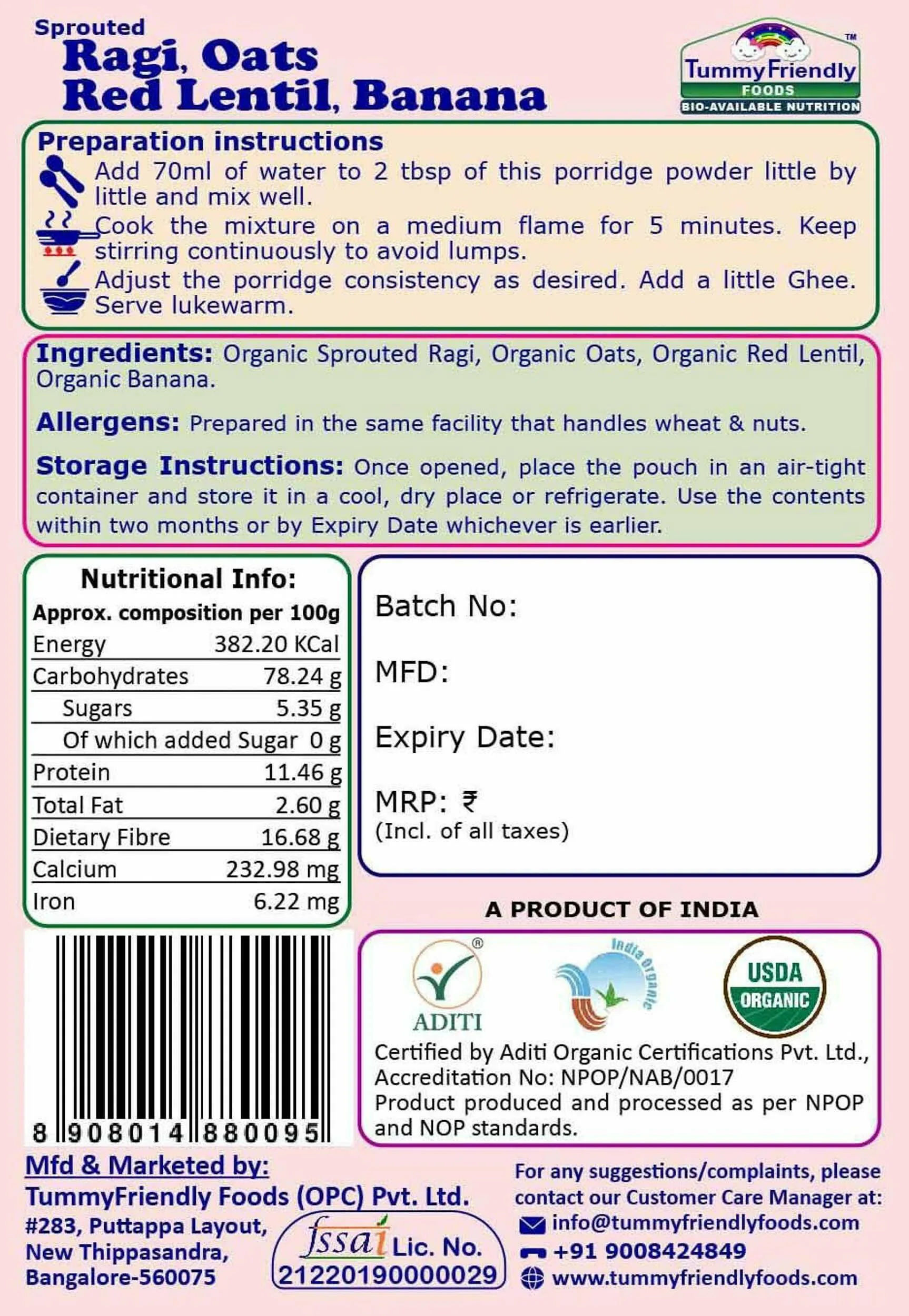TummyFriendly Foods Certified Stage3 Porridge Mixes Trial - Ragi, Sathu Maavu, Multi Grain, Organic Baby Food For 8 Months Old Baby, 50 gm Each Cereal (Pack of 3) view 2