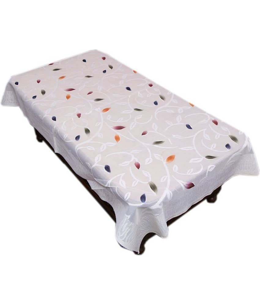 Cotton Jacquard 4 Seater Rectangular Centre Table Cover Table Cover (152x101 cm)-white view 2