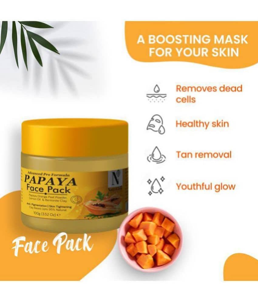 NutriGlow NATURAL'S Advanced Pro Formula Papaya Face pack, Clay Based, Skin Lightening For Dry & Oily Skin, 100g view 2