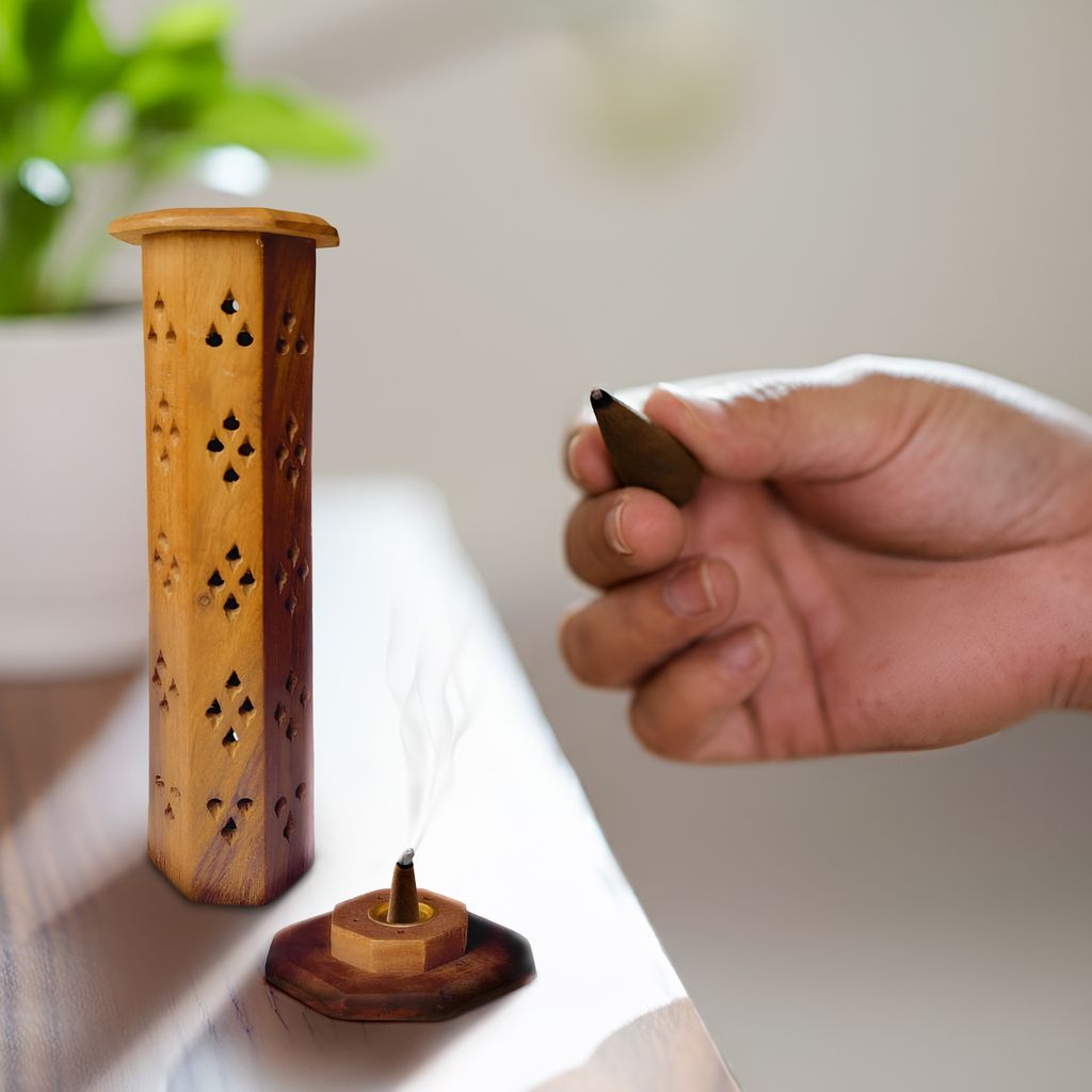 Incense Holder Agarbatti Stand Wooden Tower view 2
