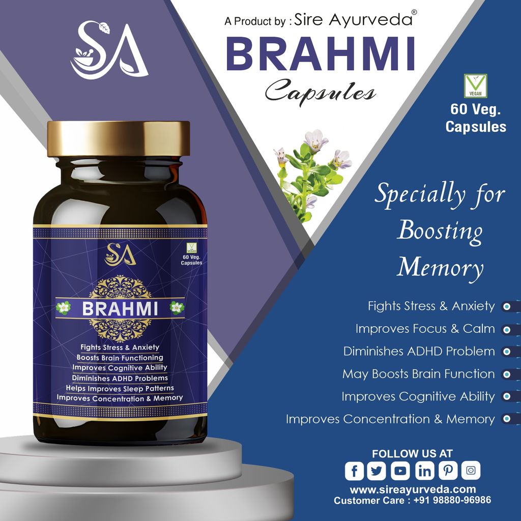 BRAHMI (Based Brain Booster Supplement with Brahmi Healthy Brain, Stress Relief, Improve Focus – 60 Veg Capsules) view 2