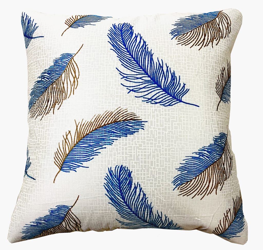 Omkar by R3 Inc. Tuxtured Cushion Cover with Print (set of 5) 16x16 inch | Leaf Print view 2