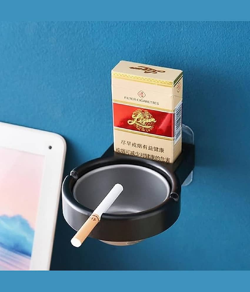 HINGOL Wall Mounted Ashtray | Ashtrays for Cigarettes | Portable Ashtray Cigarette/Lighter Storage Rack with hook Cigarette Holder | Ashtray with Suction Cupfor Home, Office, Toilet, Bathroom (1 Pcs) view 2