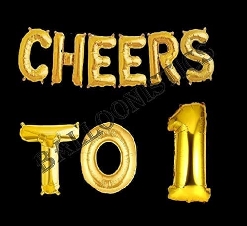 Cheers to One Foil Balloon Combo Number 1 Foil Balloon for Birthday and Anniversary view 2