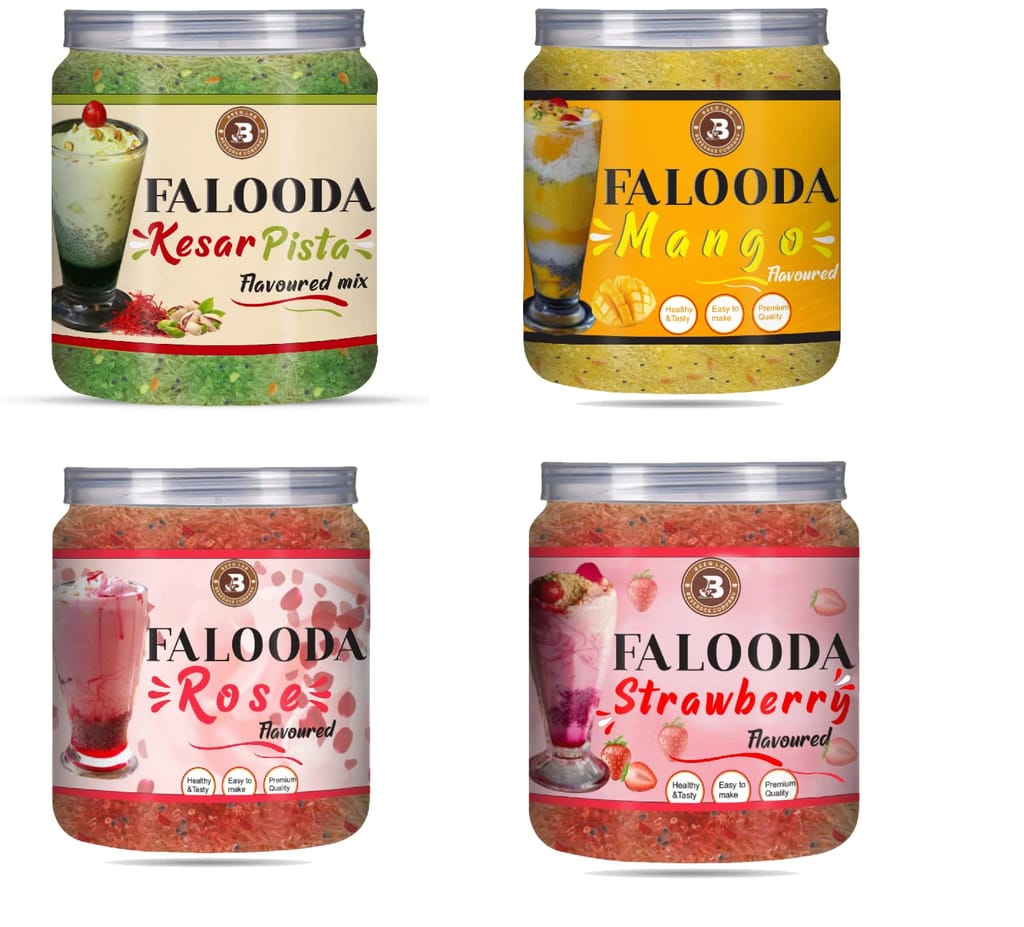 Brew Lab Combo-Instant Falooda Mix | Kesar Pista, Mango, Rose, Strawberry Flavour Each 250 g