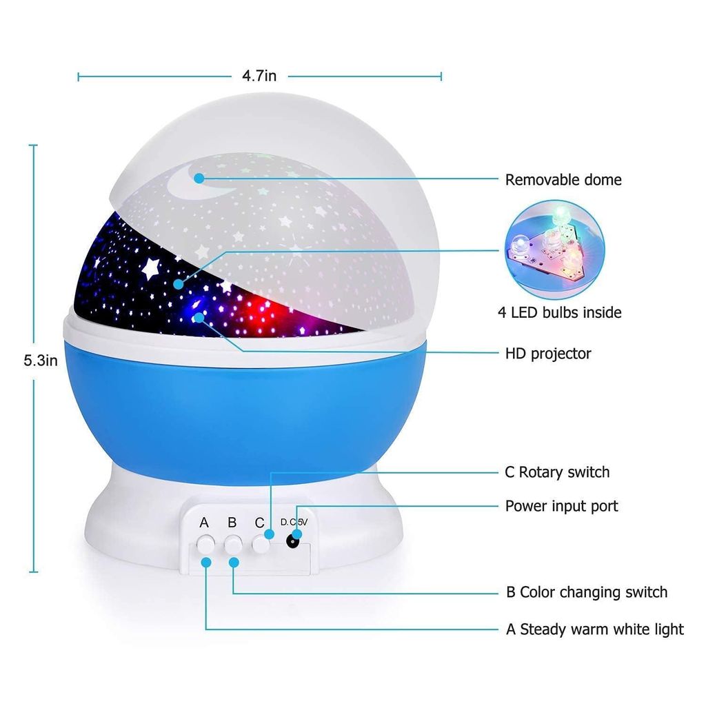 Plastic Star Master Galaxy Night Projector Lamp 360 Rotating Led Starry Light with Moon, Ocean Wave & Astronaut Effects Battery Operated for Bedroom Dcor Gift for All Multicolor view 2