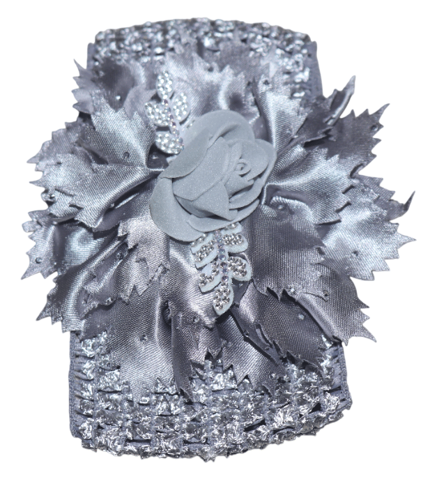 Silver Floral Baby Headband - Elegant & Comfortable view 2