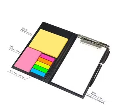 Memo Note Pad with Sticky Notes & Clip Holder Diary | Multi Sticky Memo Pad Organizer | Writing Pad (White Pages) view 2