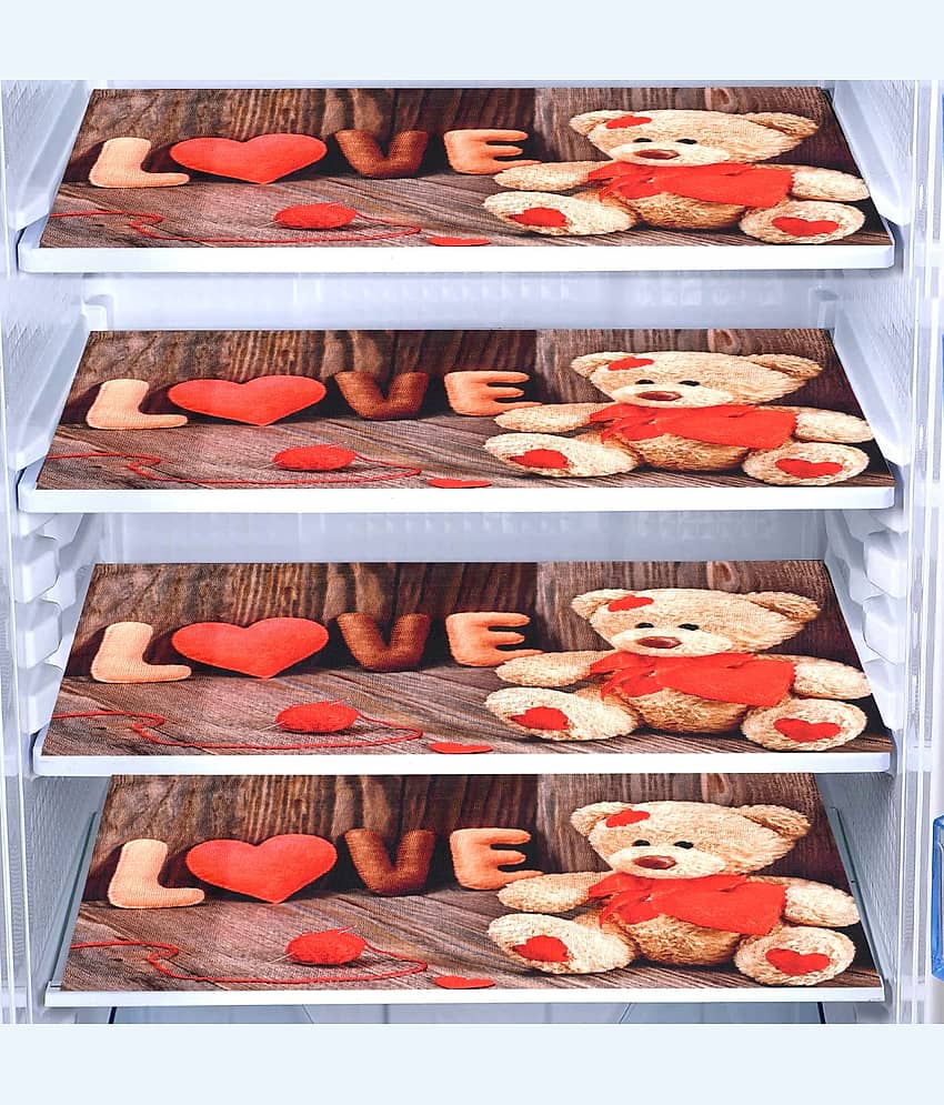 Crosmo Polyester Typography Fridge Mat & Cover ( 99 53 ) Pack of 5 - Brown view 2