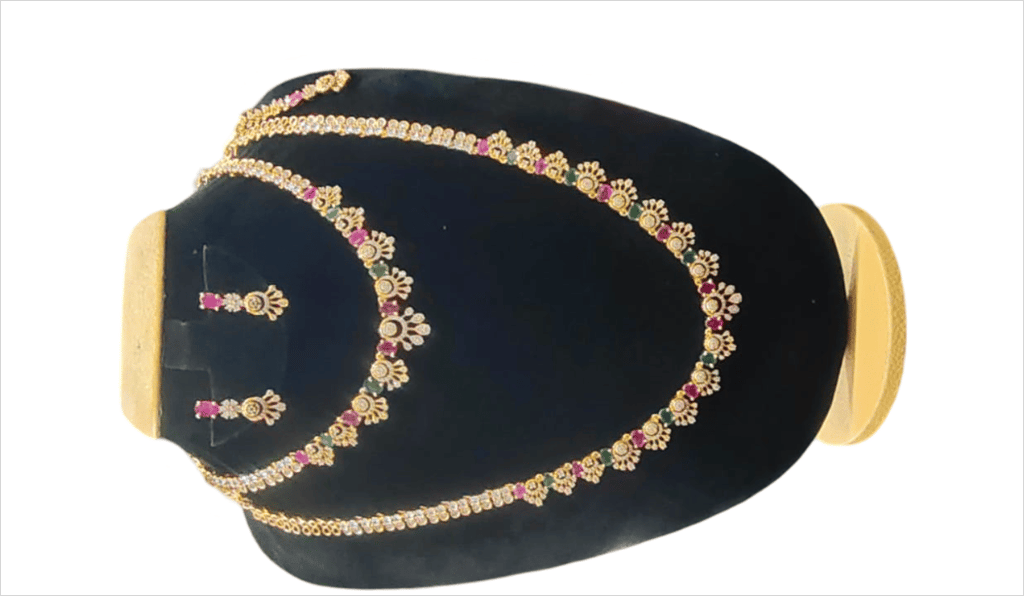 Bridal Necklace Set with Kundan Stones and Pearls view 2