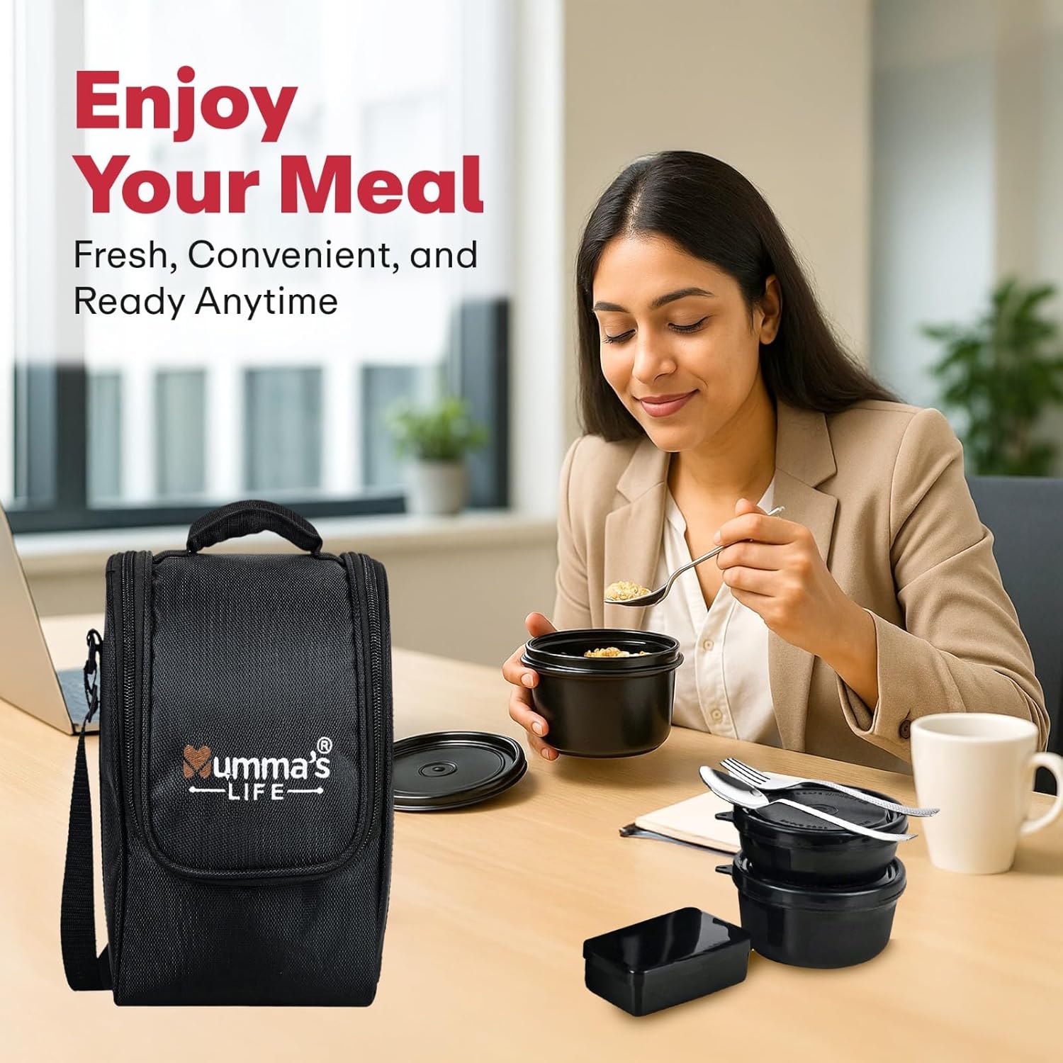 Premium Microwave Safe Lunch Box (Black) view 2
