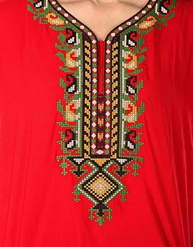 Valencia Cotton LizzyBizzy Embroidery Nighty Nightwear Maxi Nightgown Plain Red view 2