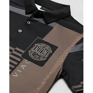 Ausk Mens Black, Grey Graphic Print Cotton Blend Polo Collar T-Shirt view 2