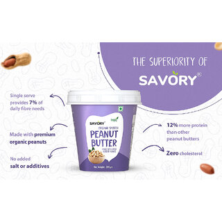 Savory Original Smooth Peanut Butter (200g) | Made with Finest Roasted Peanuts | High in Protein | Cholesterol Free & Keto Friendly | Healthy Nut Butter | Ready to Eat view 2