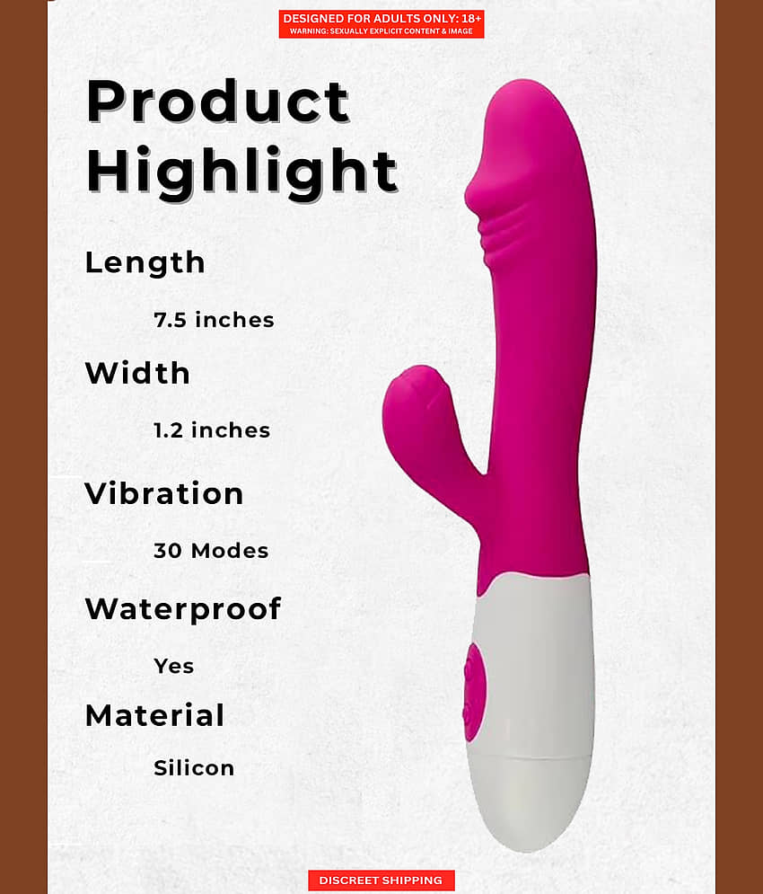 Clit G Spot Rabbit Vibrator 8 inch Silicone Vibrating Clit Stimulator & G Spot Dildo USB Rechargeable Sex Toys for Women with Free Lube - Naughty Nights view 2