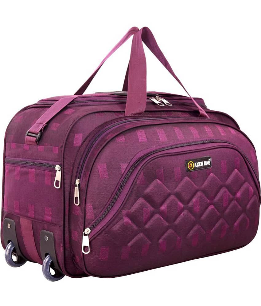 AXEN BAGS - Brown Polyester Duffle Trolley view 2