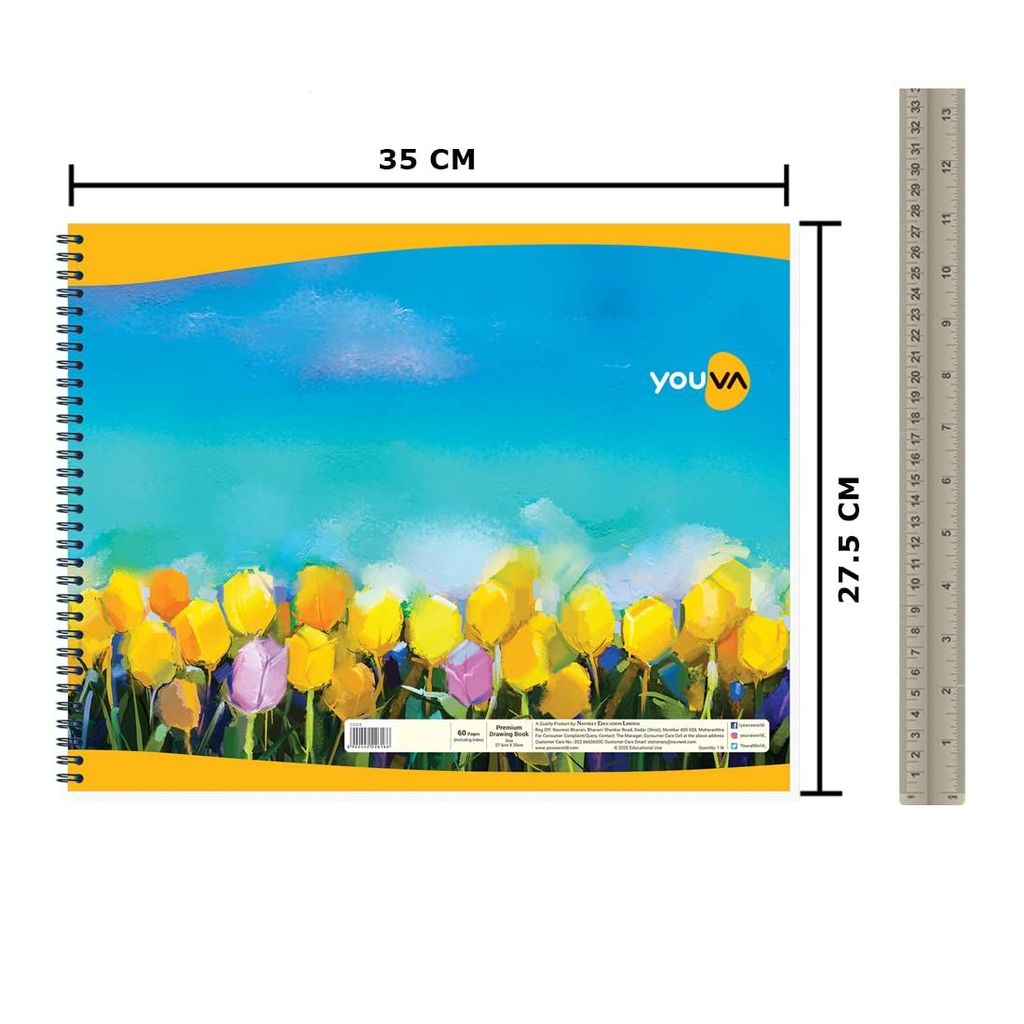 Navneet Youva | Spiral Wiro Drawing Book | 27.5cm x 35cm | 60 Pages | Pack of 1 view 2