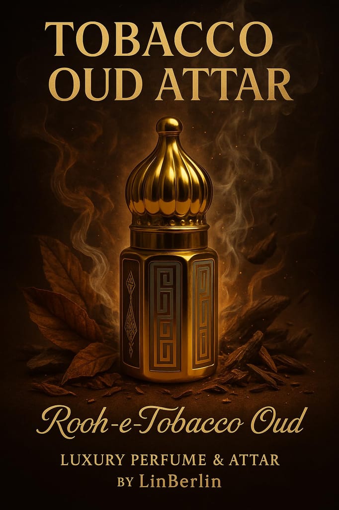 Tobacco Oud Attar | Long Lasting Arabic Fragrance Oil | Smoky Woody Oud Perfume | Alcohol-Free Luxury Fabric Use Attar by LinBerlin