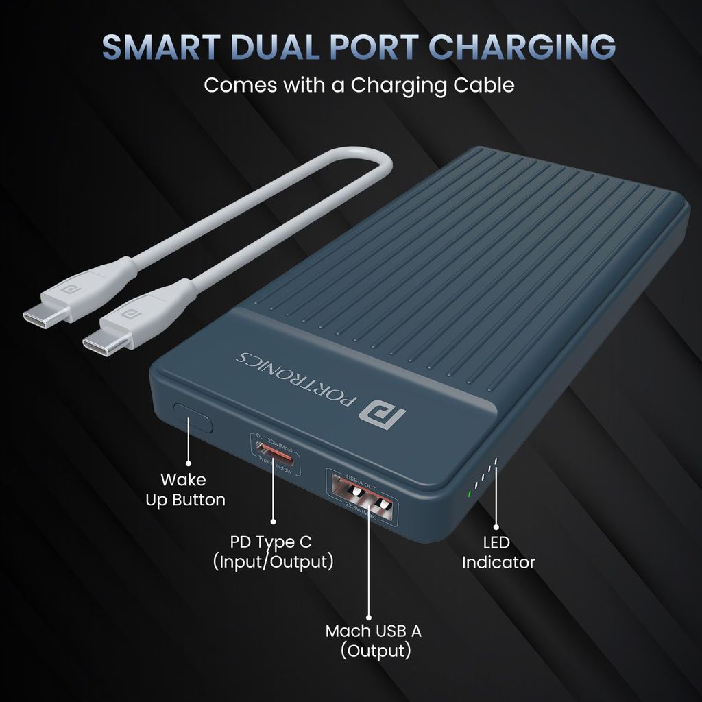 Portronics Luxcell B 10K 10000 mAh power bank view 2