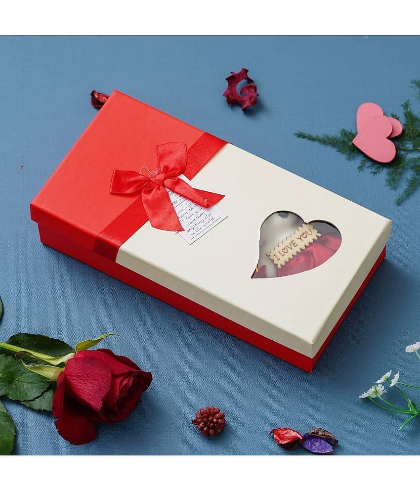 eCraftIndia Red & White Valentine's Rectangle Shaped Gift Box view 2