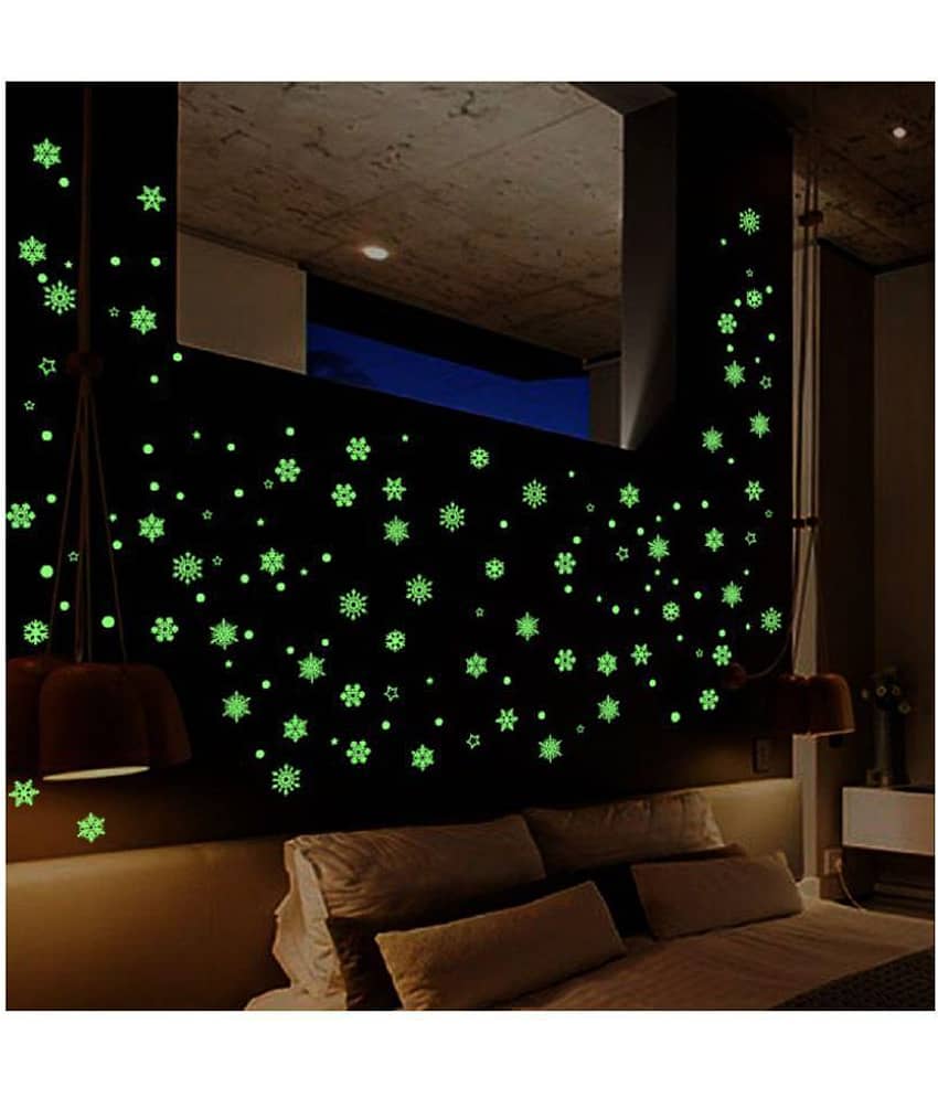 Jaamso Royals Radium Luminous snowf Moon & Stars Moon & Stars PVC Glow in the Dark Sticker view 2