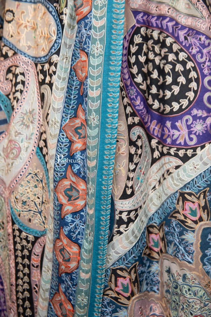 Embroidered Paisley Motif Pashmina Shawl view 2
