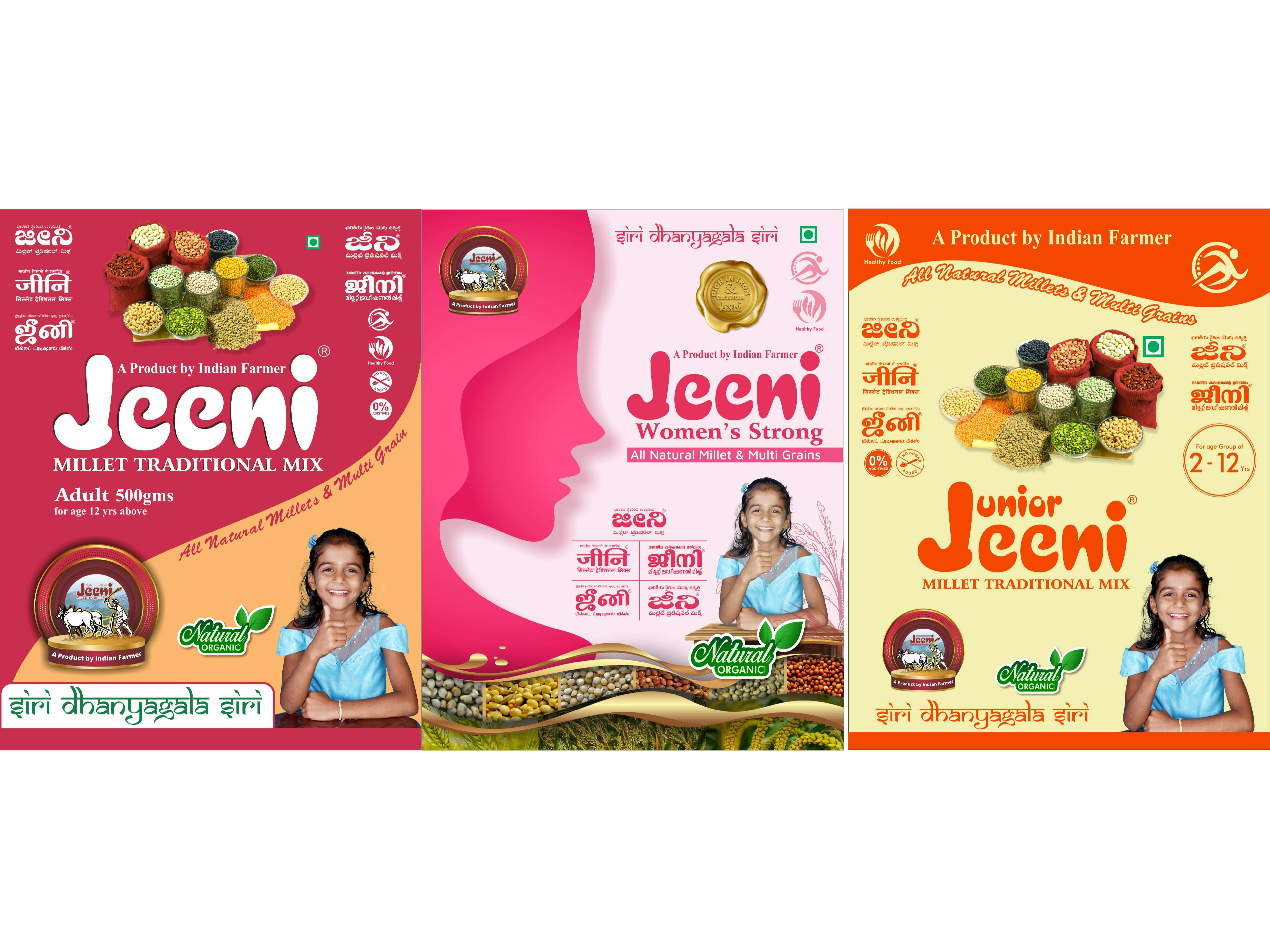 Jeeni Combo Pack of 3 Millet Traditional Mix Adult 500g and Women's Strong 500g and Junior Millet Mix 500g (Pack of 3)