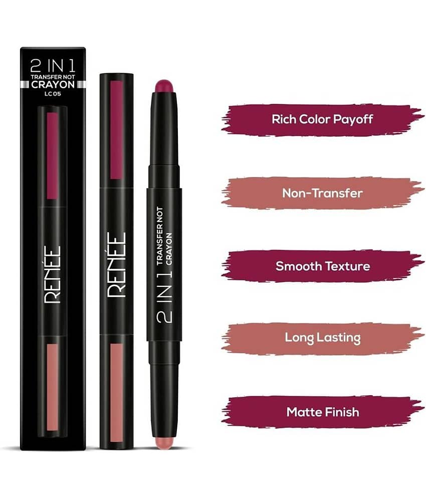 RENEE 2 In 1 Transfer Not Crayon, Matte Lip Color with 1 Light & Dark Shades, LC 02, 4gm view 2