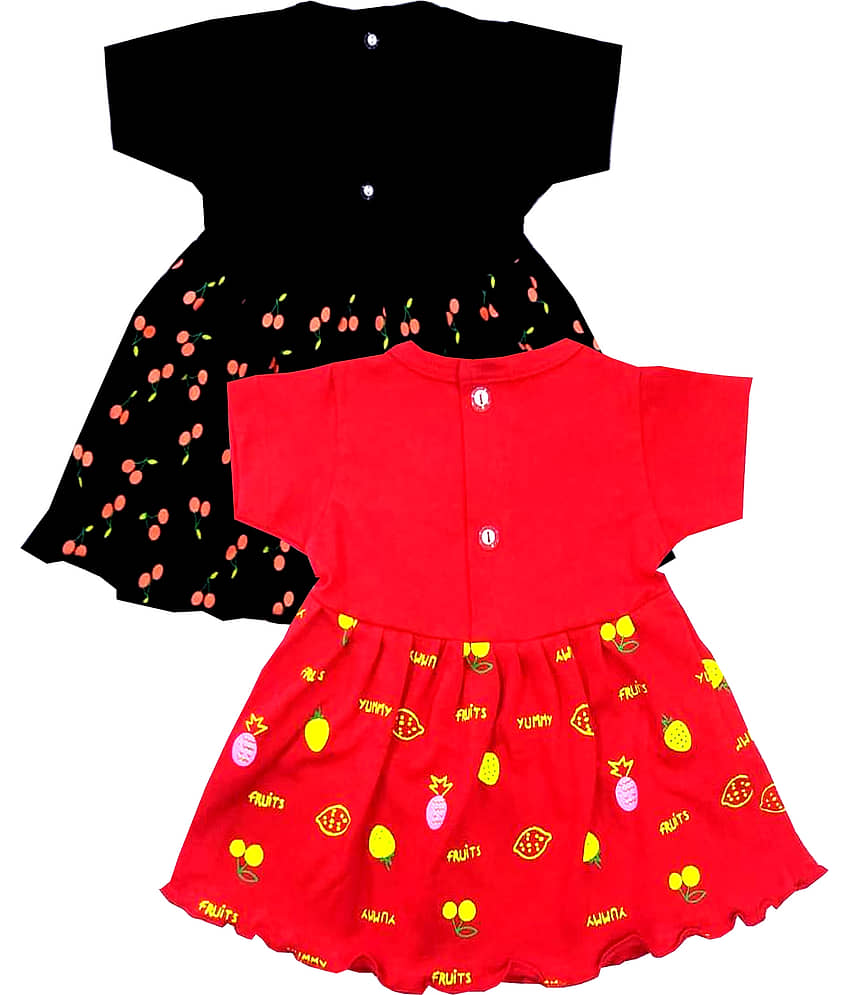 INFANT Pack of 2 Baby Girls 100% Cotton Frocks ( Multi ) view 2