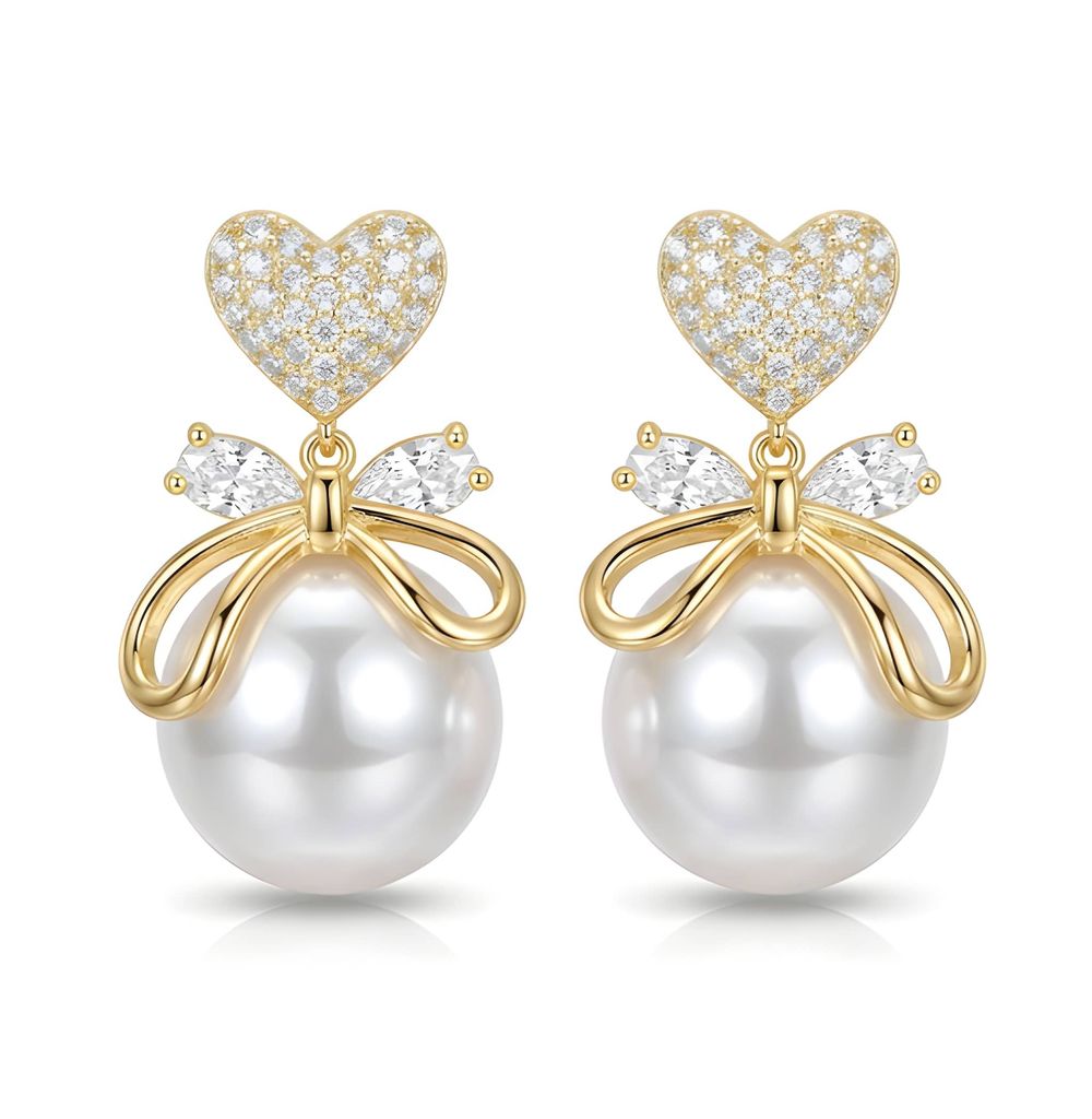 Retro Korean Bowknot Pearl Stud Earrings Jewelry Wedding Party Earrings for Women Girls Elegant Fashion Jewellery