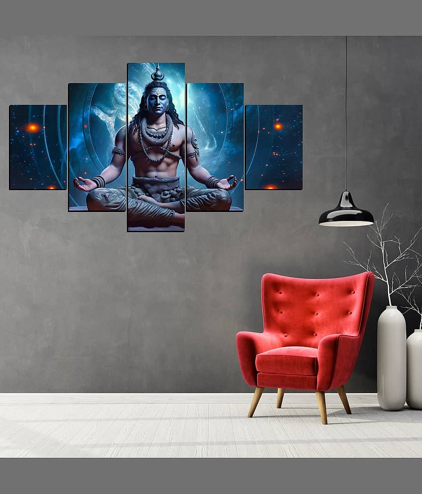 SNDArt Set Of 5 Lord Shiva Wall Paintings For Living Room Gift Items 18 x 30 inch view 2
