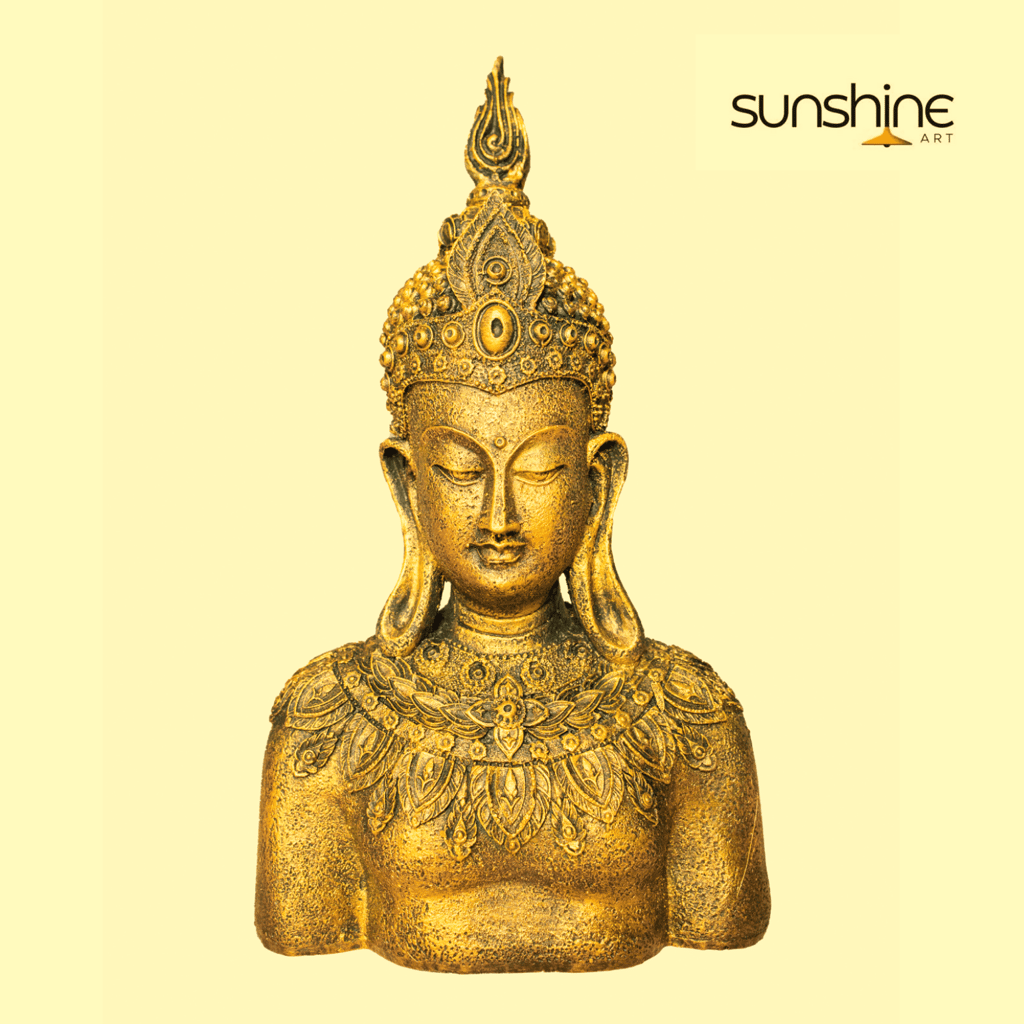 Sunshine Art Rustic Bejeweled Divine Buddha Show Piece for Home Decor | Metallic Showpiece | House Warming |Bedroom Living Room Office Restaurant Decoration Gifts | Eco Friendly and Attractive Handicraft Made in India… view 2