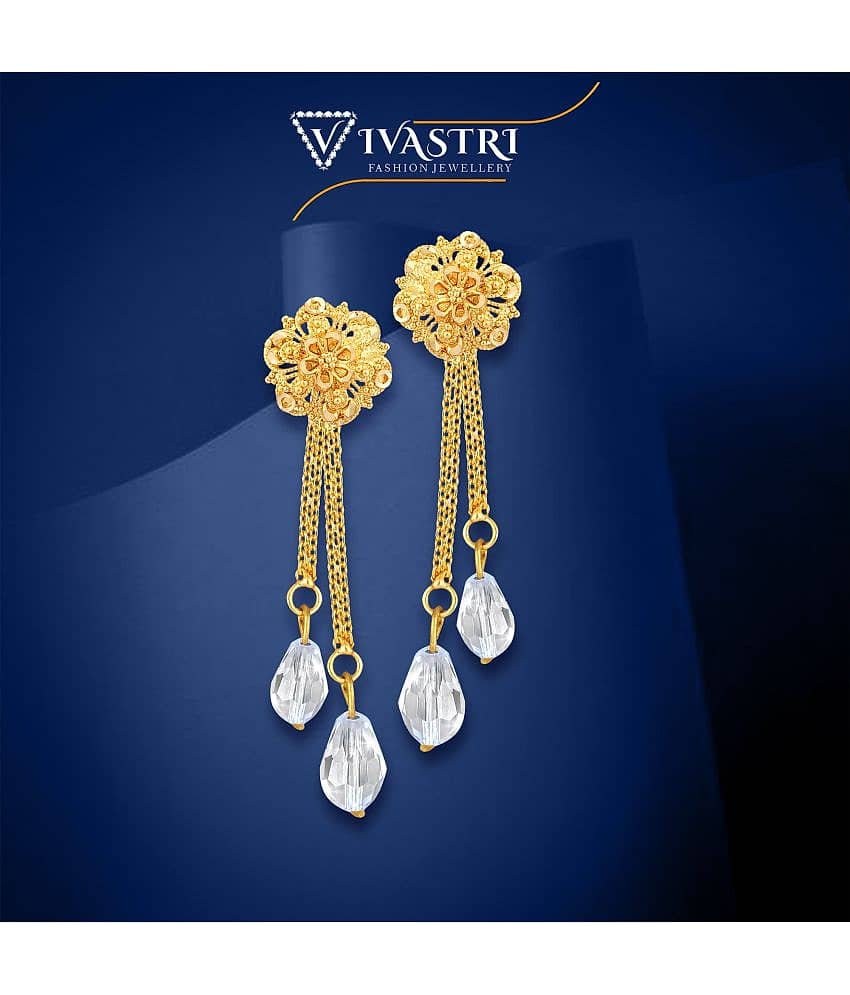 VIVASTRI Golden Drop Earrings ( Pack of 2 ) view 2