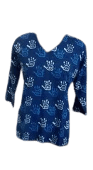 Blue Hand Block Printed Cotton Tunic view 2